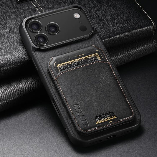 Suteni H02 Leather Wallet Stand Back Phone Case, For iPhone 17 Pro Max, For iPhone 17 Pro, For iPhone 17, For iPhone Air, For iPhone 16e, For iPhone 16 Pro Max, For iPhone 16 Pro, For iPhone 16 Plus