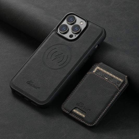 Suteni H17 Litchi Texture Leather MagSafe Detachable Wallet Phone Case, For iPhone 15, For iPhone 14 Plus, For iPhone 14, For iPhone 14 Pro, For iPhone 14 Pro Max, For iPhone 13 Pro Max