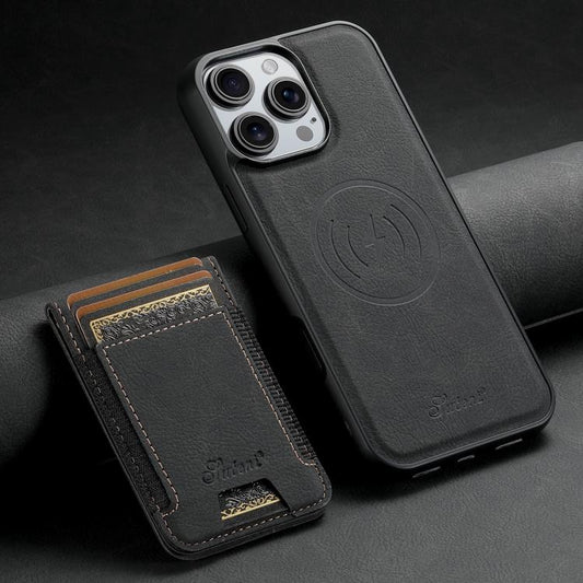 Suteni H17 Litchi Texture Leather MagSafe Detachable Wallet Phone Case, For iPhone 17 Pro Max, For iPhone 17 Pro, For iPhone 17, For iPhone Air, For iPhone 16e, For iPhone 16 Pro Max