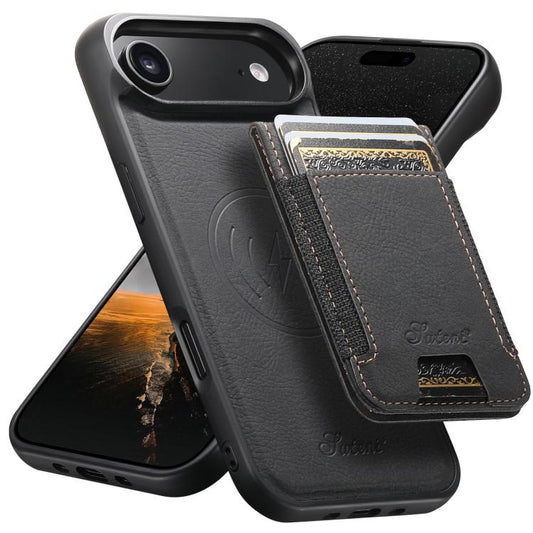Suteni H17 Litchi Texture Leather MagSafe Detachable Wallet Phone Case, For iPhone 16 Pro, For iPhone 16 Plus, For iPhone 16, For iPhone 15 Pro Max, For iPhone 15 Pro, For iPhone 15 Plus