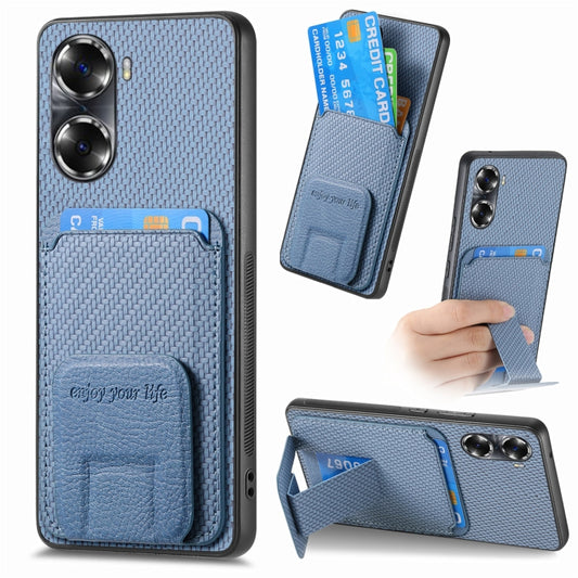 Carbon Fiber Card Bag Fold Stand Phone Case, For Honor 60 Pro, For Honor 60, For Honor 50, For Honor 50 SE