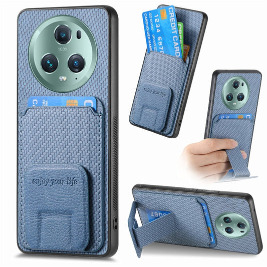 Carbon Fiber Card Bag Fold Stand Phone Case, For Honor X8A, For Honor X9A, For Honor X7A, For Honor 80 SE