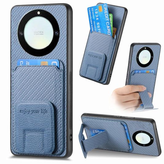 Carbon Fiber Card Bag Fold Stand Phone Case, For Honor 70 Pro, For Honor 70, For Honor Magic4 Pro, For Honor Magic4 5G