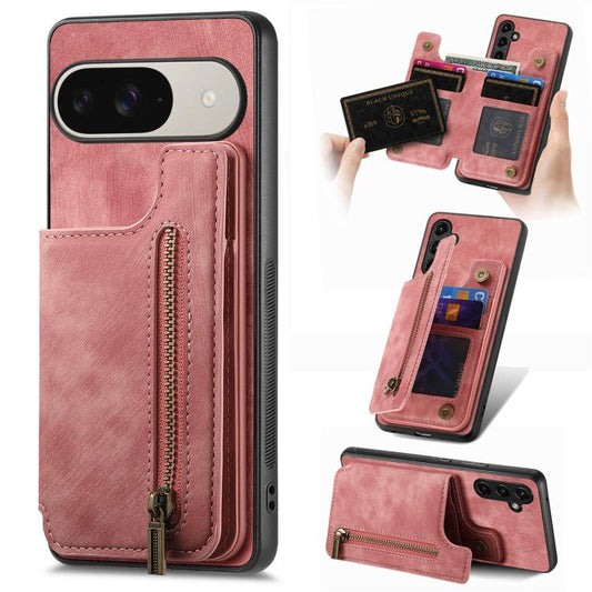 Retro Leather Zipper Wallet Back Phone Case, For Google Pixel 11 Pro XL, For Google Pixel 11, For Google Pixel 11 Pro, For Google Pixel 10 Pro XL