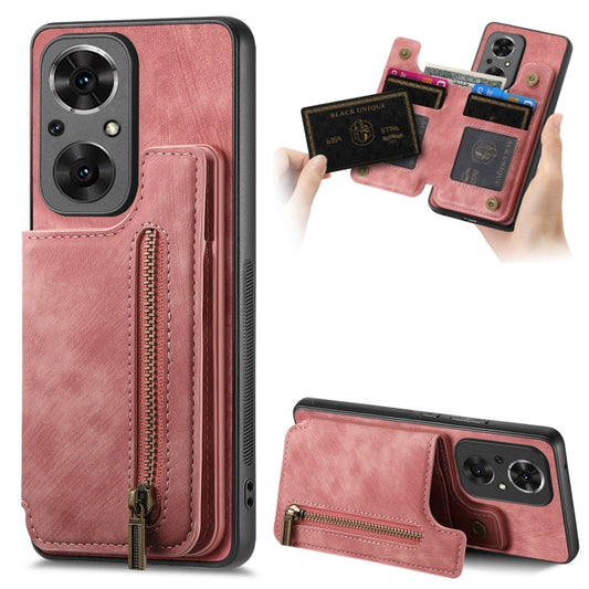 Retro Leather Zipper Wallet Back Phone Case, For Honor 50 SE, For Honor X50i / 90 Lite