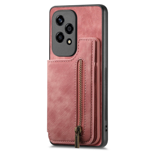 Retro Leather Zipper Wallet Back Phone Case, For Honor Play6C, For Honor X8 5G, For Honor X40i, For Honor 70 Pro