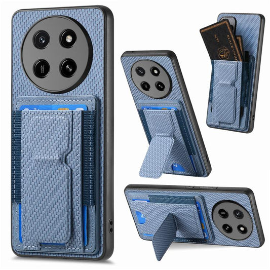 Carbon Fiber Fold Stand Elastic Card Bag Phone Case, For Honor 600 Pro Global, For Honor 600 Global, For Honor Magic7 Pro