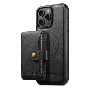 Suteni M4 Magnetic Card Bag MagSafe Leather Phone Case, For iPhone 15 Pro Max, For iPhone 15 Pro, For iPhone 15 Plus, For iPhone 15, For iPhone 14 Plus, For iPhone 14, For iPhone 14 Pro, For iPhone 14 Pro Max