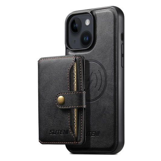 Suteni M4 Magnetic Card Bag MagSafe Leather Phone Case, For iPhone 13 Pro Max, For iPhone 13 Pro, For iPhone 13, For iPhone 12, For iPhone 12 Pro Max, For iPhone 12 Pro