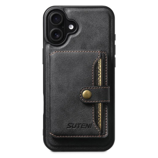 Suteni M4 Magnetic Card Bag MagSafe Leather Phone Case, For iPhone 17 Pro Max, For iPhone 17 Pro, For iPhone 17, For iPhone Air, For iPhone 16 Pro Max, For iPhone 16 Pro, For iPhone 16 Plus, For iPhone 16