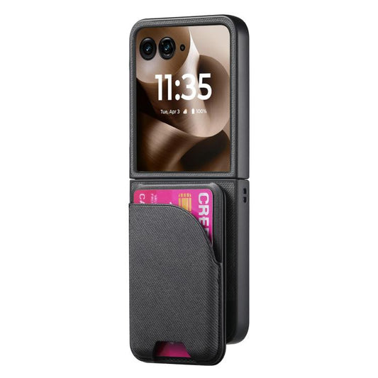 Twill Fabric Leather Skin Card Bag Magnetic Back Phone Case, For Motorola Razr 60 Ultra, For Motorola Razr 60, For Motorola Razr 50 Ultra