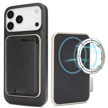 Kalebol Slim MagSafe Ring Magnetic Card Bag Leather Phone Case, For iPhone 17 Pro, For iPhone 17, For iPhone Air