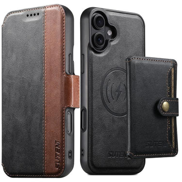 Suteni Q07S1 3-in-1 Detachable Wallet MagSafe Splicing Leather Phone Case, For iPhone 17 Pro Max, For iPhone 17 Pro, For iPhone 17, For iPhone Air, For iPhone 16 Pro Max, For iPhone 16 Pro, For iPhone 16 Plus, For iPhone 16