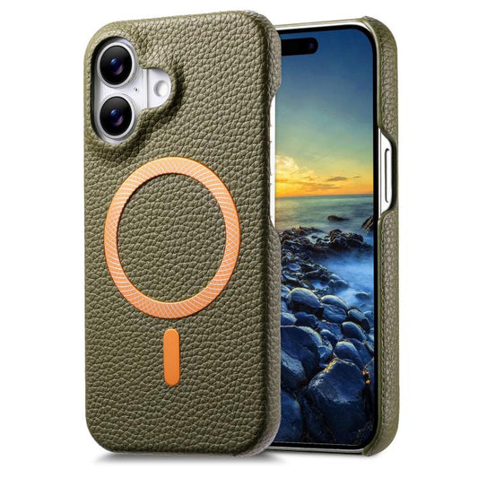 Litchi Texture Brushed MagSafe PU Back Cover Phone Case, For iPhone 16, For iPhone 15 Pro Max, For iPhone 15 Pro