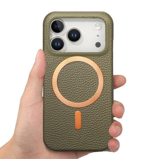 Litchi Texture Brushed MagSafe PU Back Cover Phone Case, For iPhone 17 Pro Max, For iPhone 17 Pro, For iPhone 17