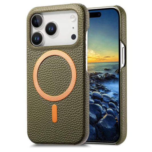 Litchi Texture Brushed MagSafe PU Back Cover Phone Case, For iPhone 17 Pro Max, For iPhone 17 Pro, For iPhone 17