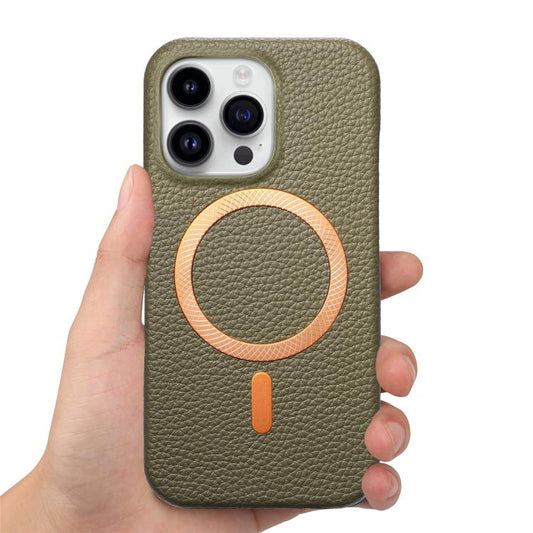Litchi Texture Brushed MagSafe PU Back Cover Phone Case, For iPhone 14, For iPhone 14 Pro, For iPhone 14 Pro Max