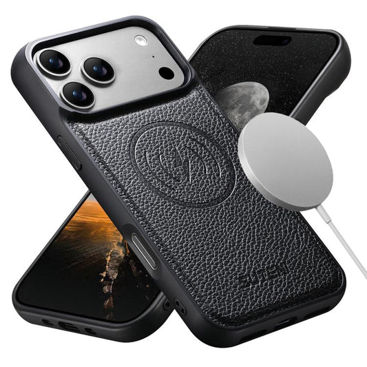 Suteni G5 Large Litchi Texture Vegan Leather Magnetic Back Phone Case, For iPhone 14, For iPhone 14 Pro, For iPhone 14 Pro Max, For iPhone 13 Pro Max, For iPhone 13 Pro, For iPhone 13
