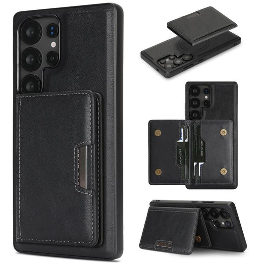 Kalebol Strong MagSafe Magnetic Two-Fold Card Bag Leather Phone Case, For Samsung Galaxy S24 Ultra 5G, For Samsung Galaxy S24+ 5G, For Samsung Galaxy S24 5G, For Samsung Galaxy S23 Ultra 5G