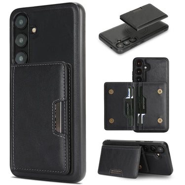 Strong MagSafe Magnetic Two-Fold Card Bag Leather Phone Cases for Samsung Galaxy