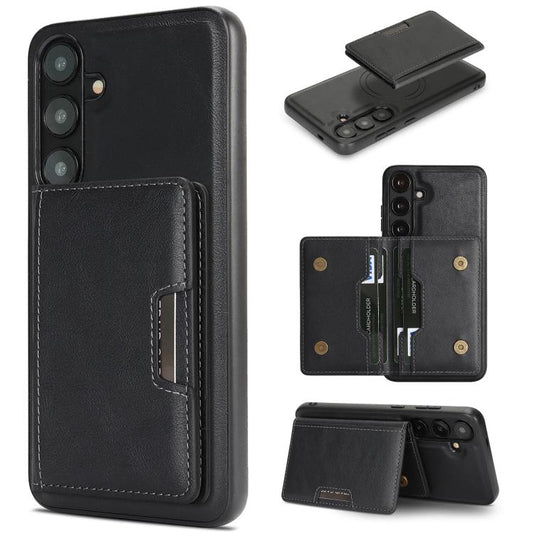 Strong MagSafe Magnetic Two-Fold Card Bag Leather Phone Cases for Samsung Galaxy