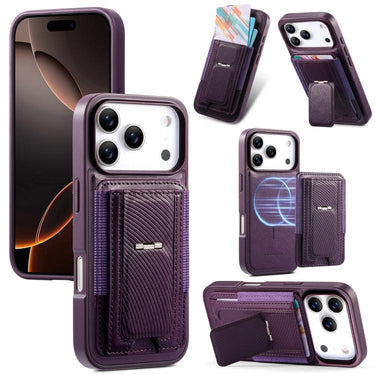 CaseNeo Fold Holder Retro Elastic Card Bag Magnetic Back Phone Case, For iPhone 17e / 16e, For iPhone 17 Pro Max, For iPhone 17 Pro, For iPhone 17, For iPhone Air, For iPhone 16 Pro Max