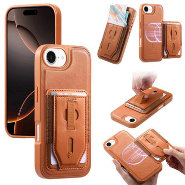 CaseNeo Retro Wristband Elastic Card Bag Magnetic Back Phone Case, For iPhone 17