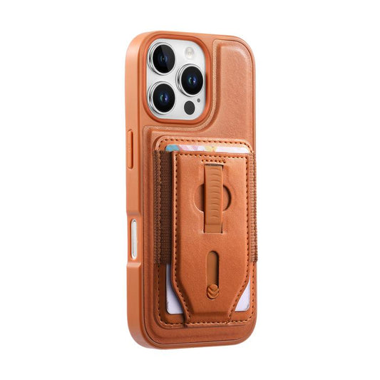 CaseNeo Retro Wristband Elastic Card Bag Magnetic Back Phone Case, For iPhone 16 Pro, For iPhone 16 Plus, For iPhone 16, For iPhone 15 Pro Max, For iPhone 15 Pro, For iPhone 15 Plus