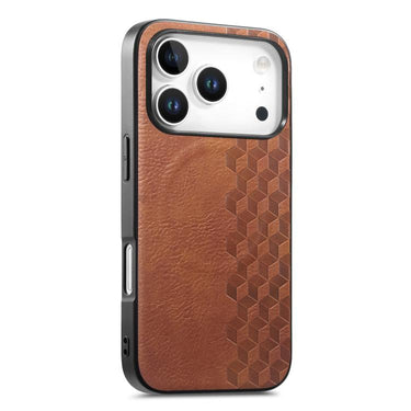 3D Grid Texture PU Magnetic Shockproof Phone Case, For iPhone 17 Pro, For iPhone Air, For iPhone 16 Pro, For iPhone 16