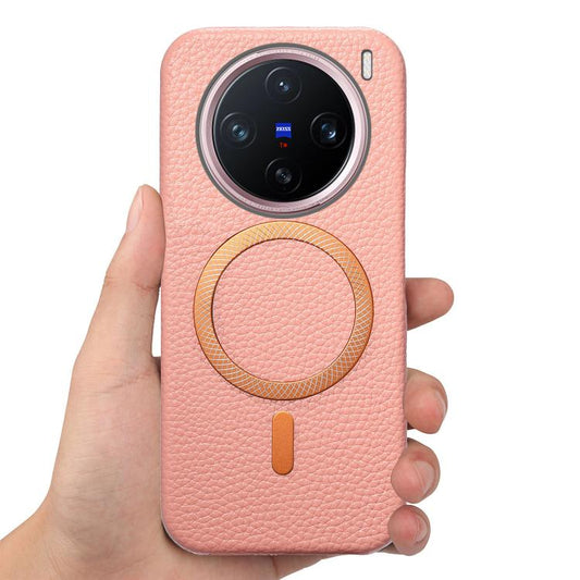 Litchi Texture Brushed MagSafe PU Back Cover Phone Case, For vivo X200, For vivo X200 Pro