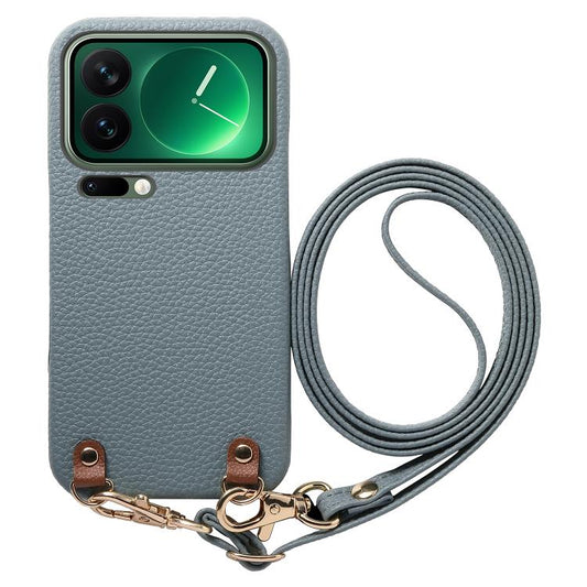 Metal Buckle Crossbody Lanyard Litchi Texture PU Back Phone Case, For Xiaomi 17 Pro
