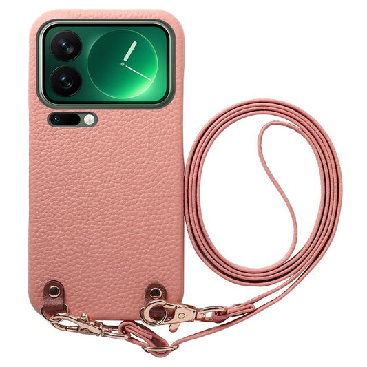 Metal Buckle Crossbody Lanyard Litchi Texture PU Back Phone Case, For Xiaomi 17 Pro