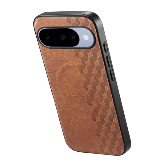 3D Cubic Grid Pressed Magnetic PU Back Cover Phone Case, For Google Pixel 11 Pro XL, For Google Pixel 11, For Google Pixel 11 Pro, For Google Pixel 10 Pro XL, For Google Pixel 10 / 10 Pro