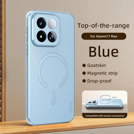 Sheepskin Vegan Leather Magnetic Phone Case, For Xiaomi 17 Max 5G