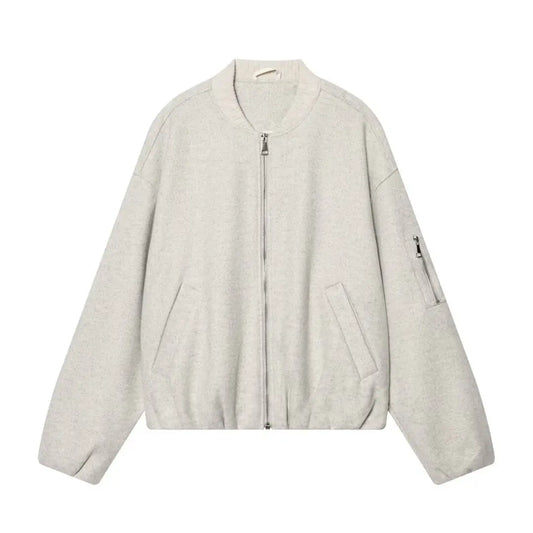 Stand up collar casual loose slimming pilot jacket woolen coat