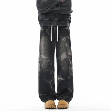 Street Style Gray Green Camouflage Denim Pants Men