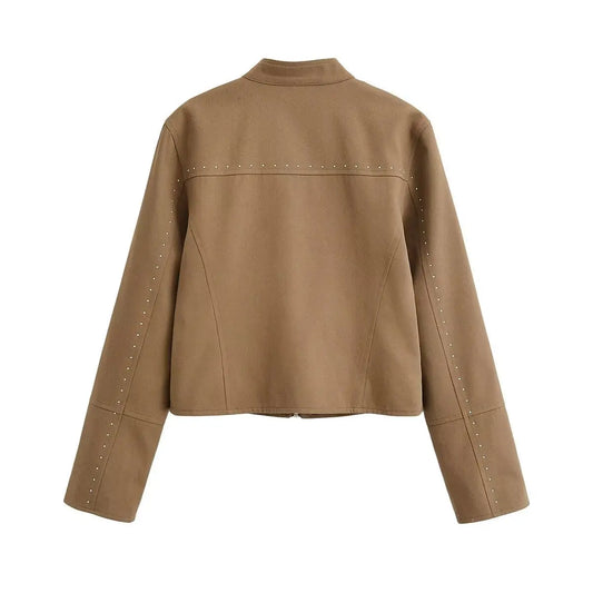 Summer street standing collar studded jacket