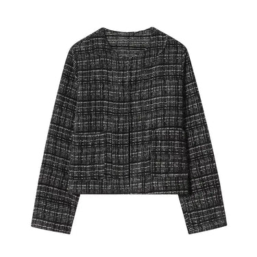 Texture round neck suit long sleeved jacket