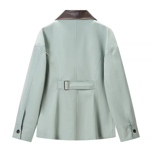 Versatile collar patchwork long sleeved jacket for summer