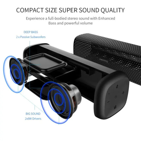 meidong MD-6110 Portable wireless Bluetooth Speaker Stereo 15W TF Music Subwoofer Metal Speakers for Outdoor - UTrano