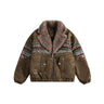 Thermal Cotton-Padded Jacket With Spliced PU Leather And Lambswool Lining  