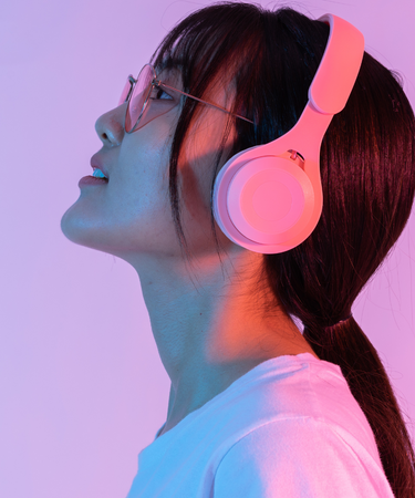 a girl listening to music