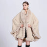 Fur Collar Shawl Cape Knitted Cardigan Baggy Coat  