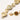 Gold-plated link bracelet with alternating brown tiger's eye stones and white freshwater pearls in ornate bezels.