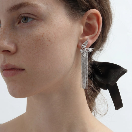 Celestial Wing Fringe Earrings  