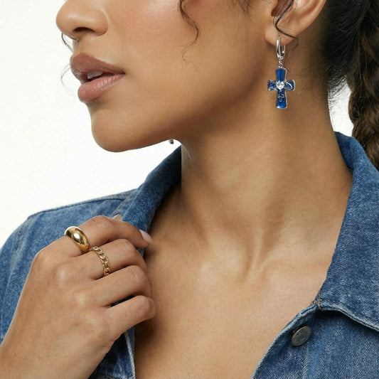 Guardian Angel Cross Earrings  