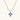 White gold plated cross pendant with blue denim fabric inlays and central zirconia crystal on adjustable chain