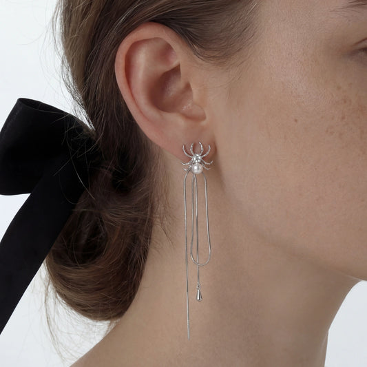 Pearl Spider Drop Earrings  