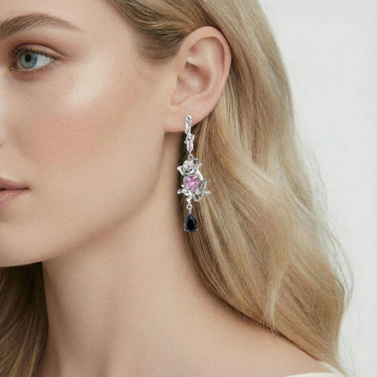 Rose Crown Drop Earrings  