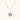 White gold-plated lotus pendant with blue denim fabric inlay and sparkling zirconia stones on adjustable chain